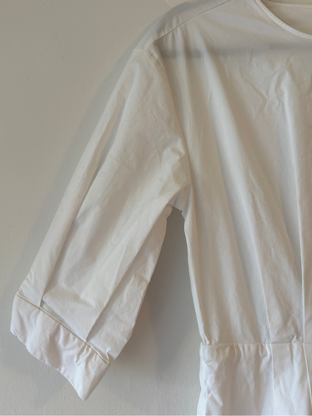Aritzia Babaton Brighton Poplin White Midi Dress with 3/4 Sleeves XS Fit & Flare - Picture 8 of 15